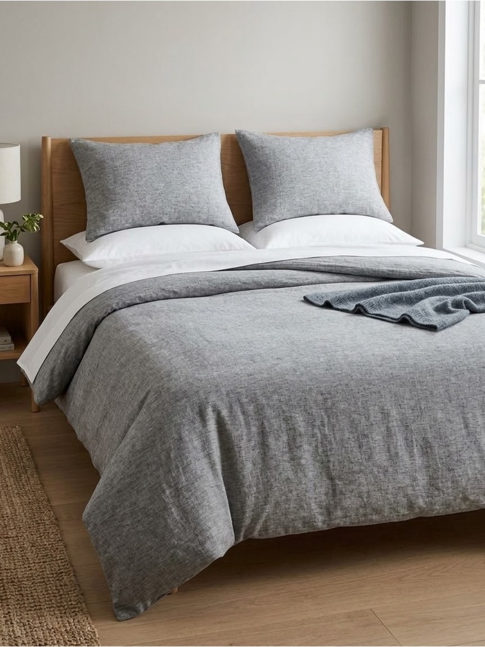 Quince European Linen Chambray Duvet Cover Full/Queen Charcoal NIB